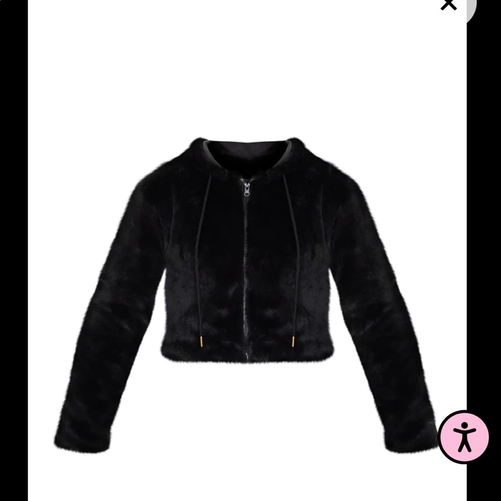 Cropped faux fur jacket in Black